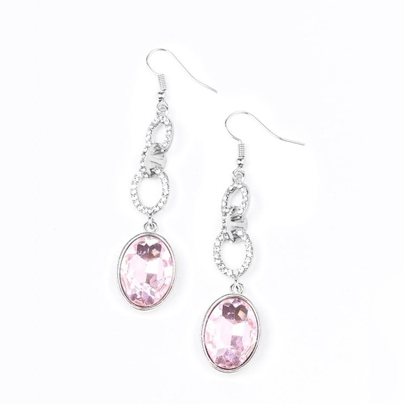 Elegant Silver and Pink Dangle Earrings - Picture 2 of 6